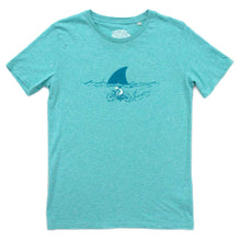 Load image into Gallery viewer, Organic Devolution Shark Fin Cycling Green Heather Organic Cotton Short Sleeve T-Shirt