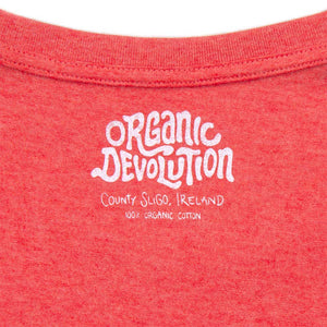 Organic Devolution Hairy Dancing Beards Red Heather Organic Cotton Short Sleeve T-Shirt neck print