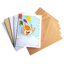 Load image into Gallery viewer, Organic Devolution Animal Life five note card box set card spread with envelopes