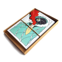 Load image into Gallery viewer, Organic Devolution Waveriders five note card box set view of opened box