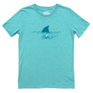 Organic Devolution Shark Fin Cycling Green Heather Organic Cotton Short Sleeve T-Shirt