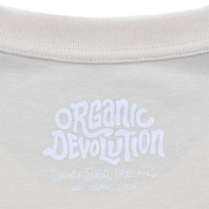 Organic Devolution Monkey Moped Single Fin Natural Organic Cotton Short Sleeve T-Shirt neck print